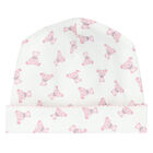 Baby Girls White & Pink Teddy Hat, 2, hi-res