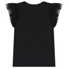 Girls Black Logo Tulle T-Shirt, 4, hi-res