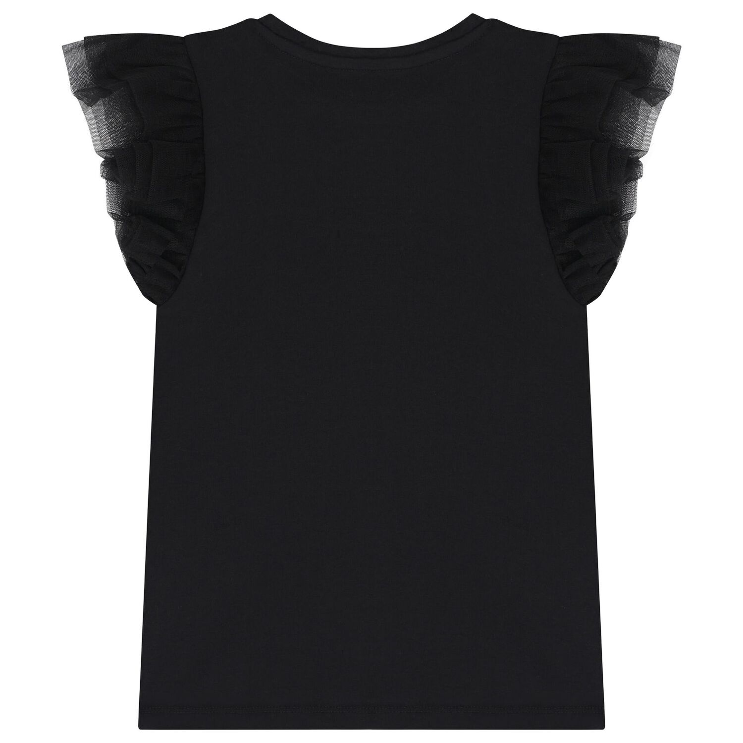 Girls Black Logo Tulle T-Shirt, 4, hi-res