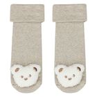 Beige Bear Hat & Socks Baby Set, 2, hi-res