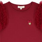 Girls Burgundy Tulle Sleeve T-Shirt, 3, hi-res