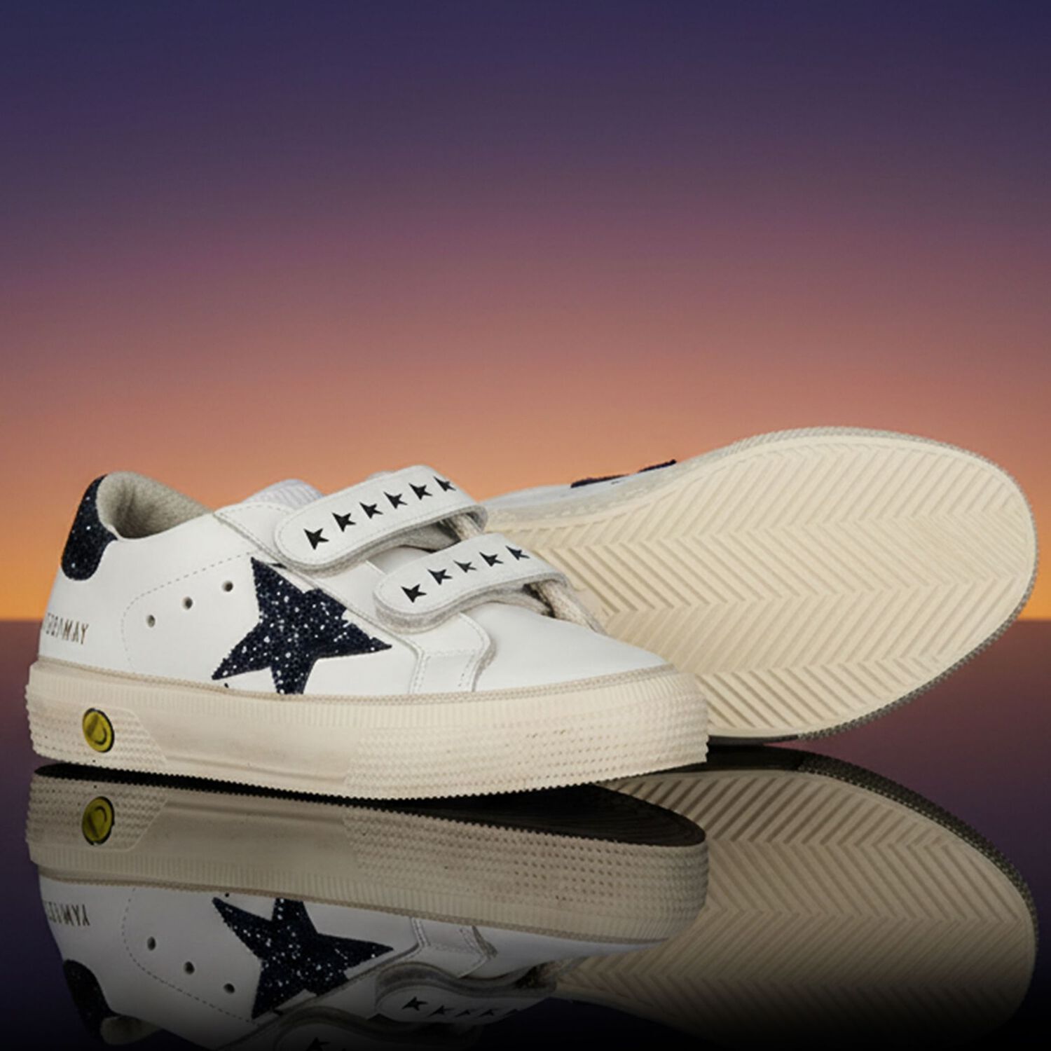 Girls Ivory & Navy Blue Logo Trainers, 1, hi-res