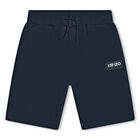 Boys Navy Blue Logo Shorts, 3, hi-res