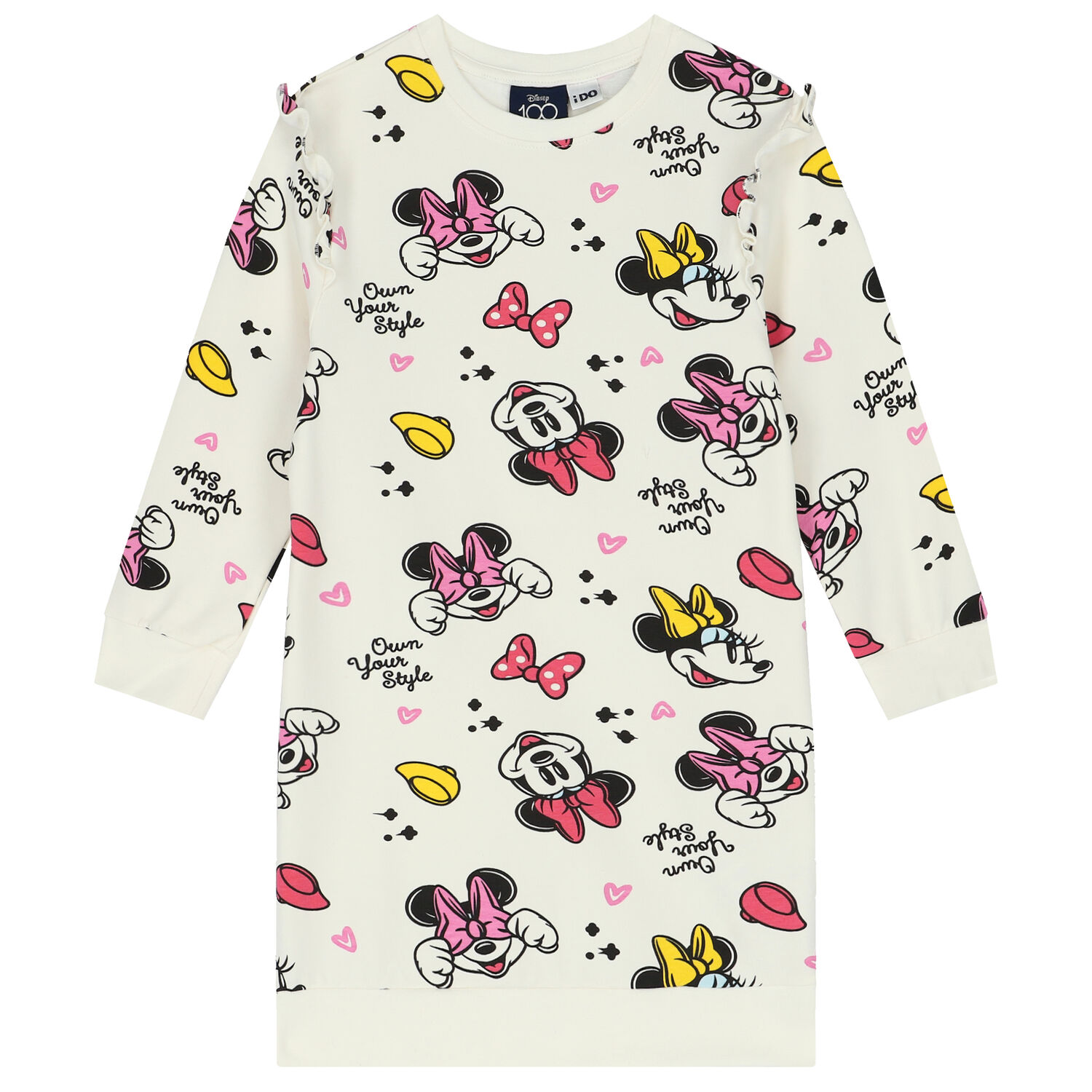 Girls Ivory Minnie Mouse Dress, 1, hi-res