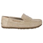 Boys Beige Suede Leather Moccasins , 1, hi-res