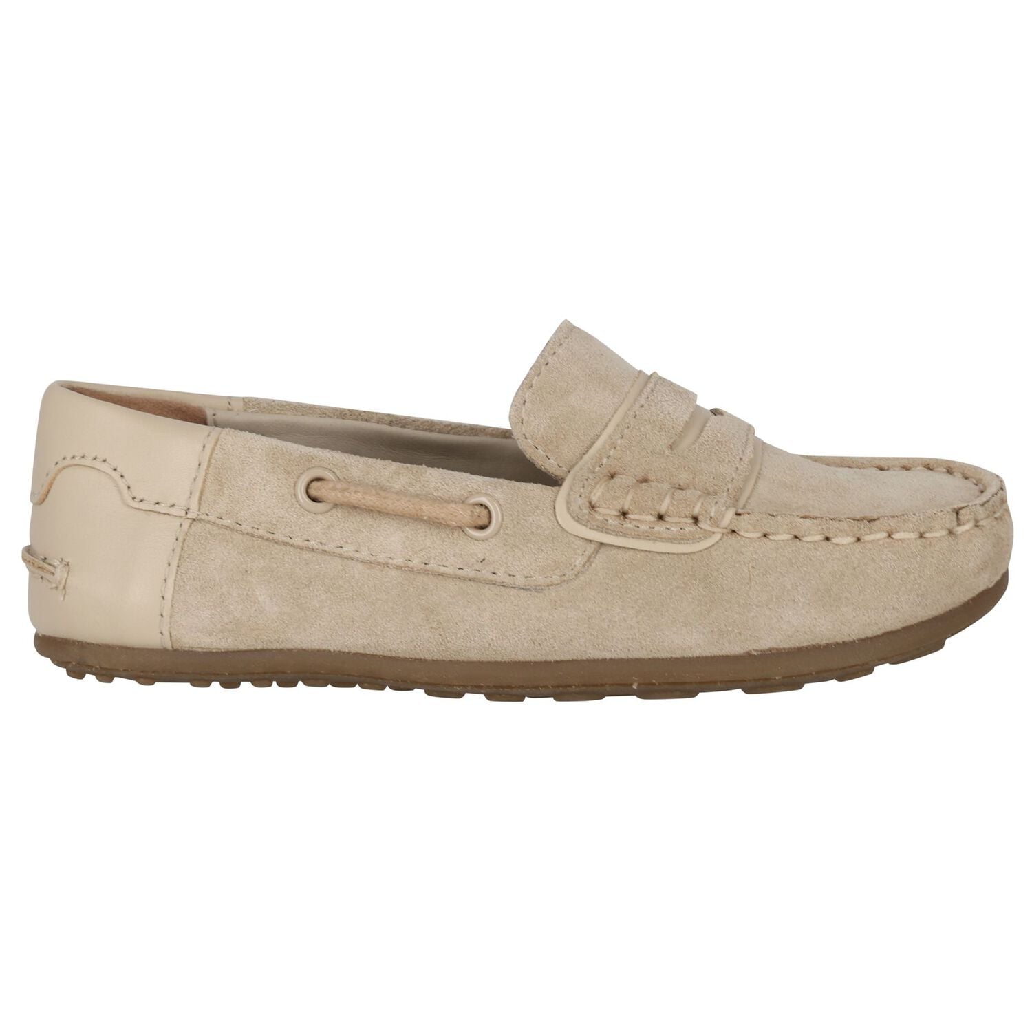 Boys Beige Suede Leather Moccasins , 1, hi-res