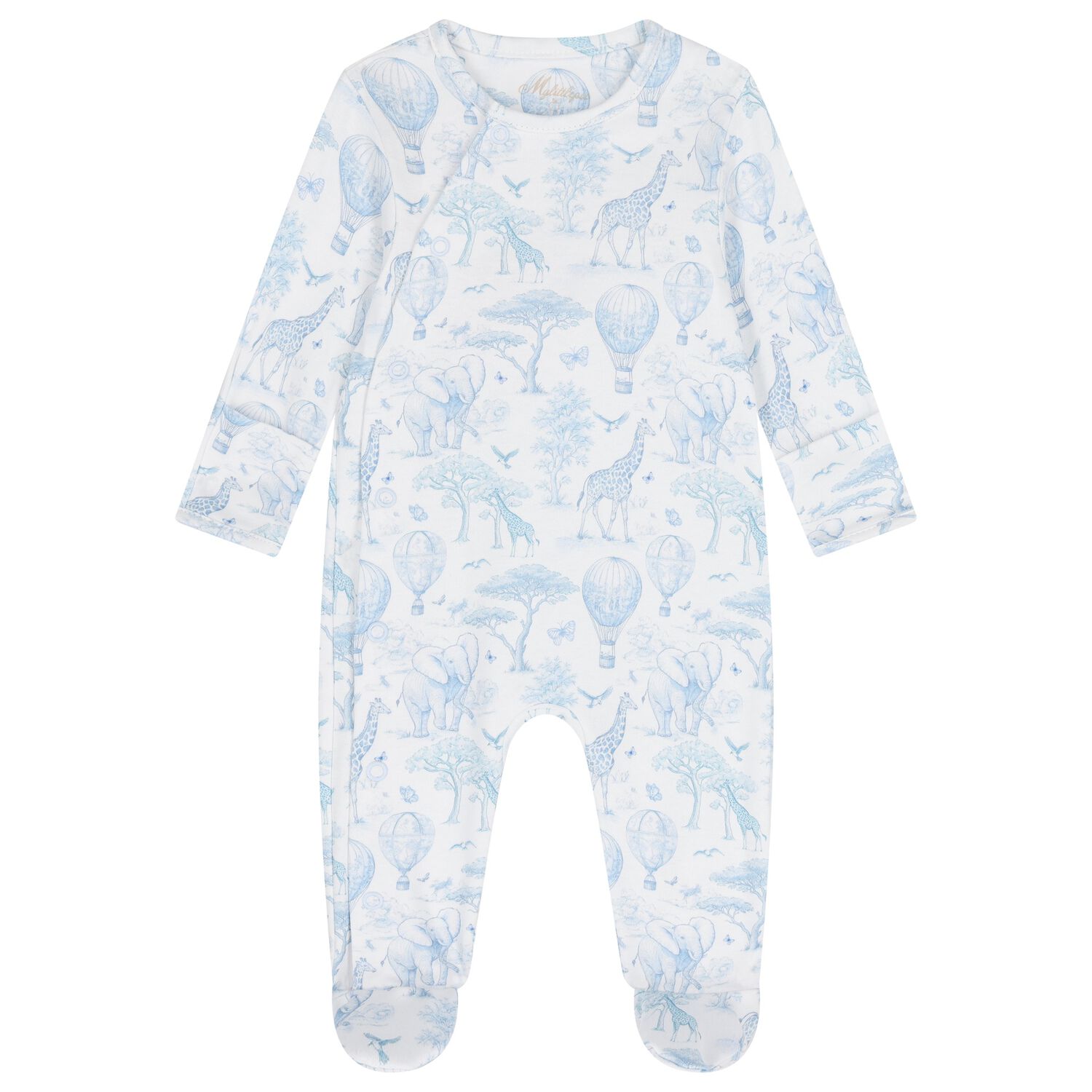 Baby Boys White & Blue Africa Babygrow, 1, hi-res