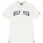 Boys White Logo Polo Shirt, 2, hi-res
