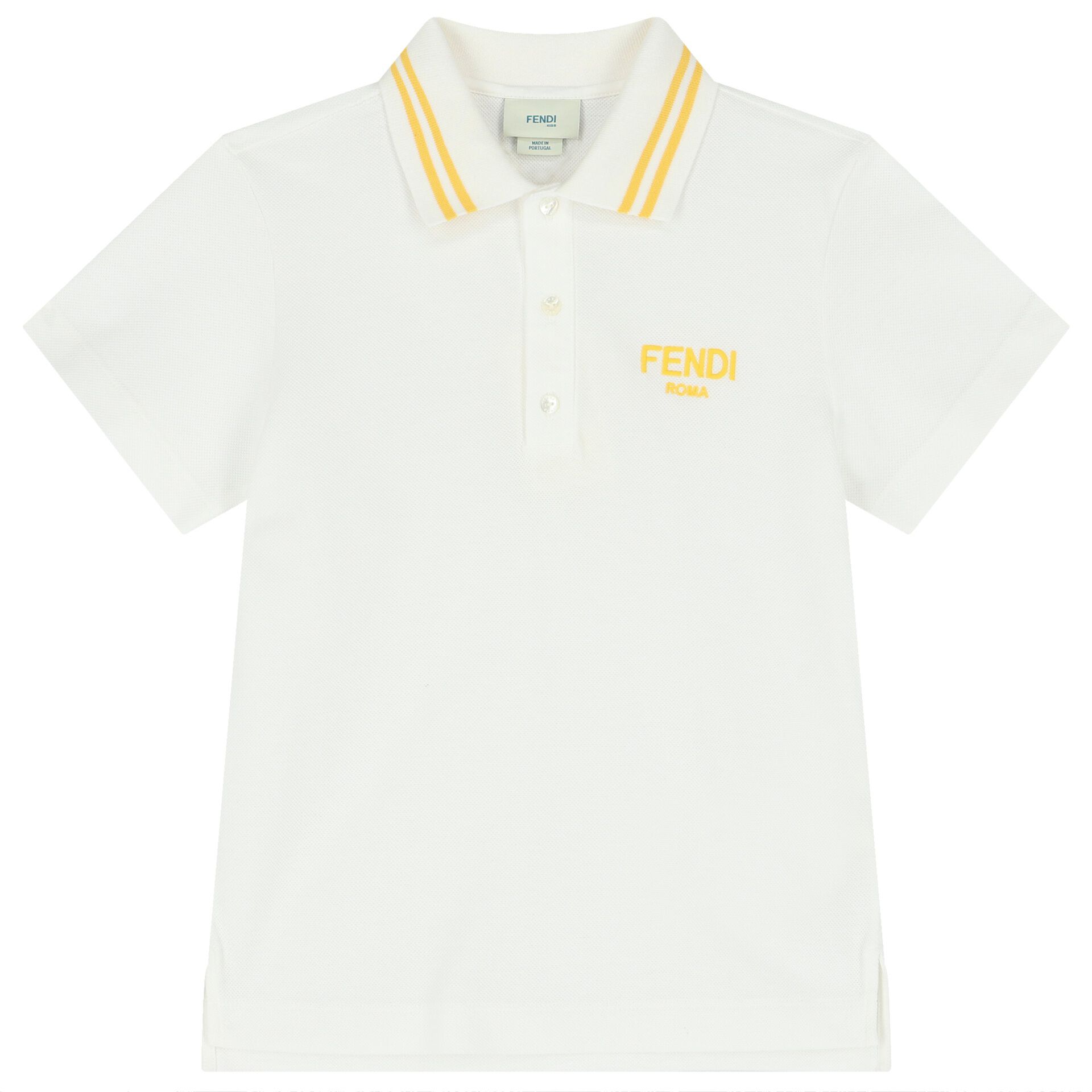 Fendi Boys Ivory Logo Polo Shirt Junior Couture UK