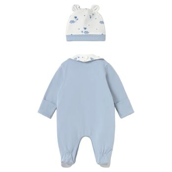 Baby Girls White & Blue Balloon Babygrow Gift Set