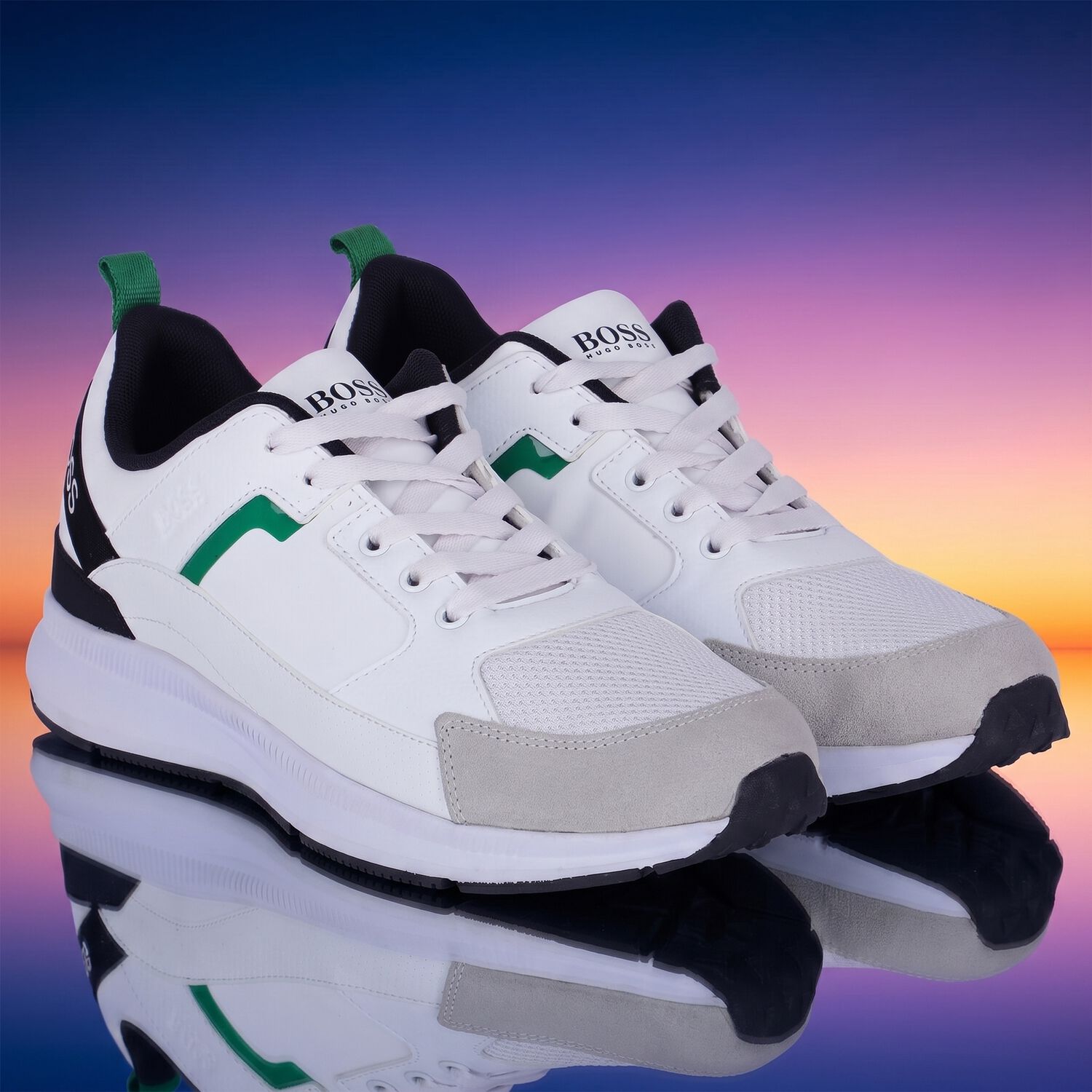 Boys White Mini Me Logo Trainers, 1, hi-res