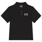 Boys Black Logo Polo Shirt, 4, hi-res
