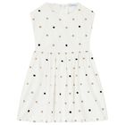 Girls Ivory Embroidered Polka Dot Dress, 1, hi-res