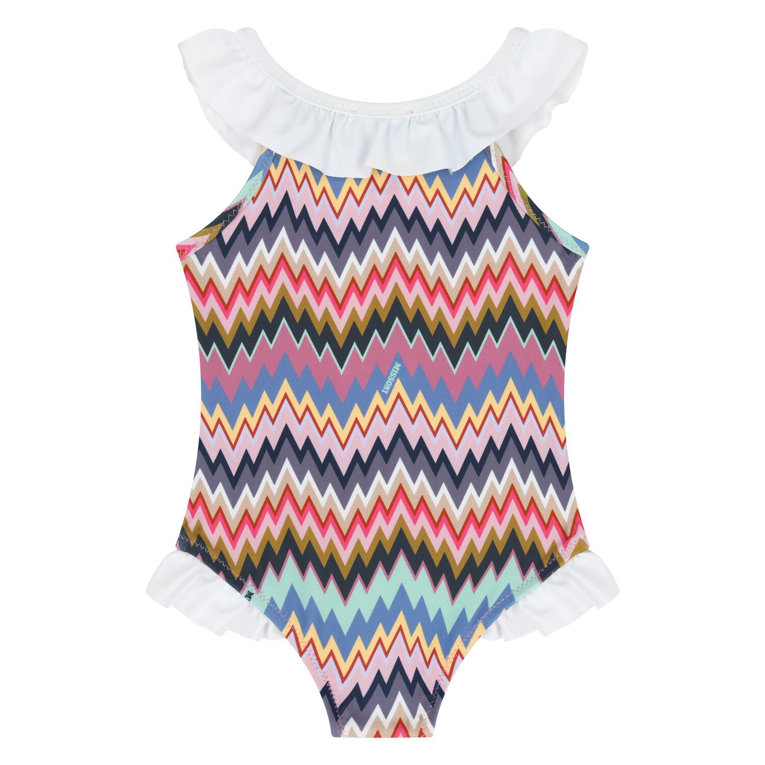 Younger Girls Multi-Coloured Zigzag Swimsuit, 1, hi-res