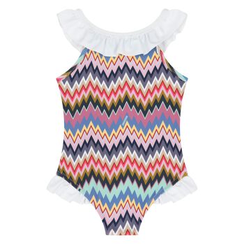 Younger Girls Multi-Coloured Zigzag Swimsuit
