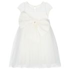 Girls Ivory Oversized Bow Tulle Dress, 1, hi-res