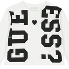 Girls White Logo Long Sleeve Top, 1, hi-res