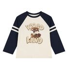 Younger Boys Ivory & Navy Blue Fox Long Sleeve Top, 1, hi-res
