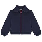 Girls Navy Blue Sequin Zip-Up Top, 1, hi-res