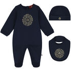 Navy Blue & Gold Logo Babygrow Gift Set, 2, hi-res