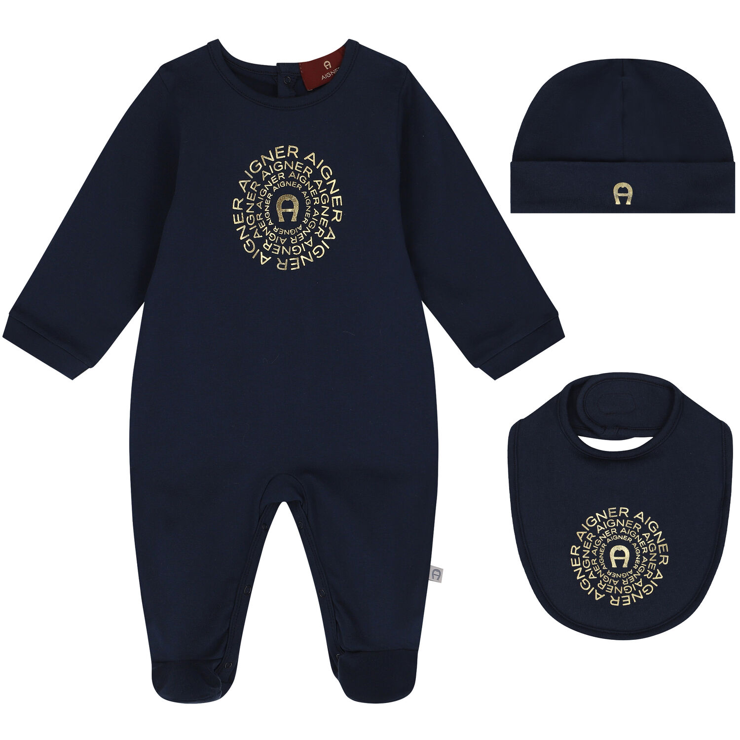 Navy Blue & Gold Logo Babygrow Gift Set, 2, hi-res