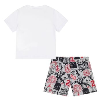 Younger Boys White & Grey Jordan Logo Shorts Set