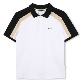 Boys White Logo Polo Shirt