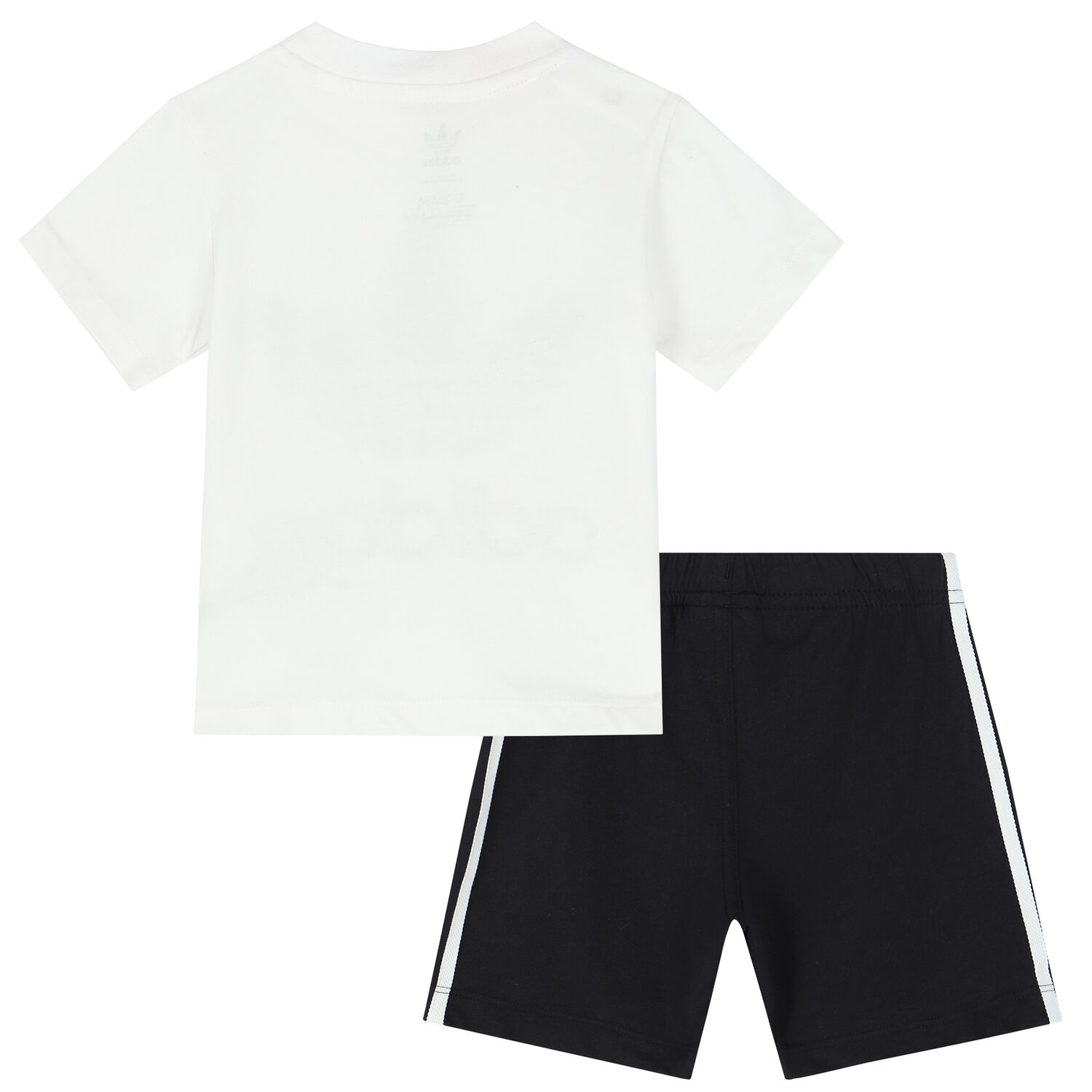 Younger Boys White & Black Logo Shorts Set, 1, hi-res
