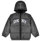 Black Logo Reversible Puffer Jacket, 1, hi-res