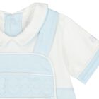Baby Boys White & Blue Romper, 1, hi-res