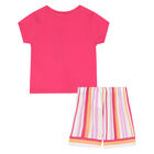 Girls Pink Striped Shorts Set, 1, hi-res