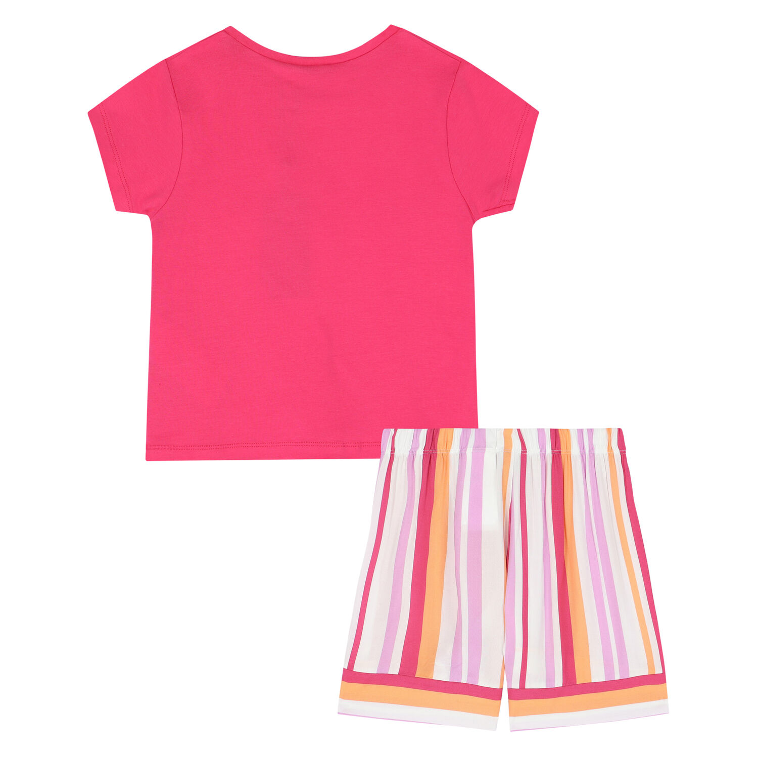 Girls Pink Striped Shorts Set, 1, hi-res