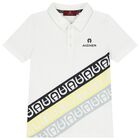 Boys White Logo Polo Shirt, 1, hi-res