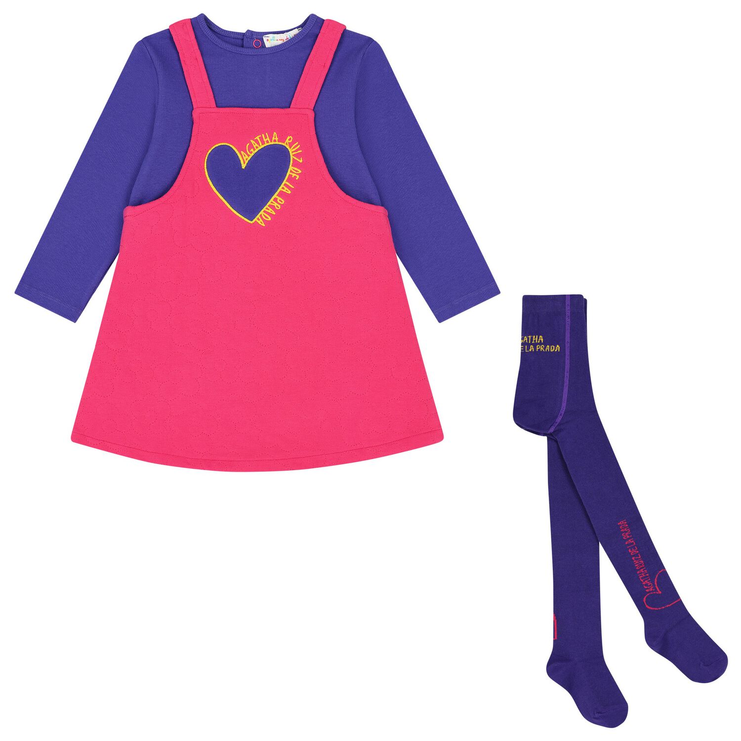 Girls Purple & Pink Heart Dress Set, 1, hi-res
