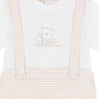 White & Beige Striped Baby Romper, 1, hi-res