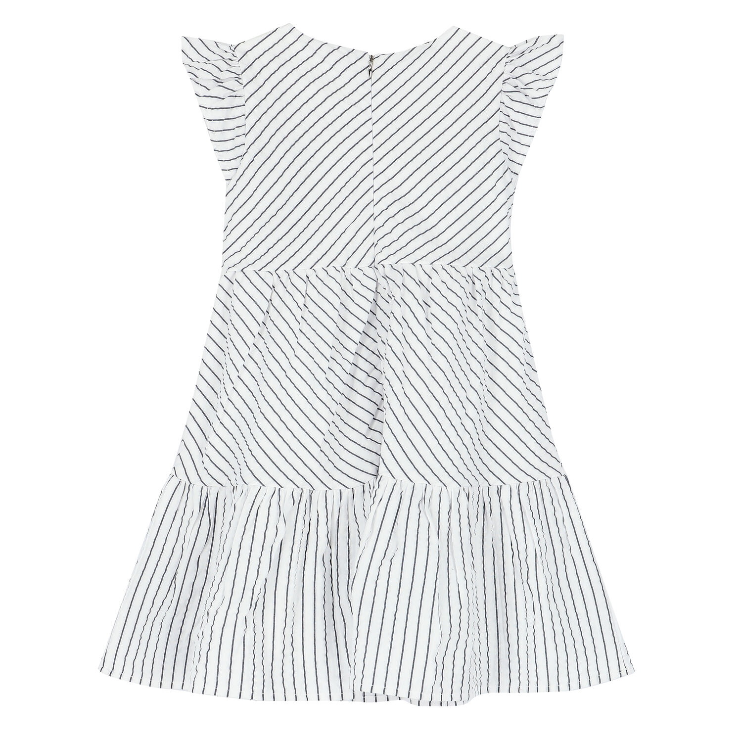 Girls White & Blue Striped Dress, 1, hi-res image number null