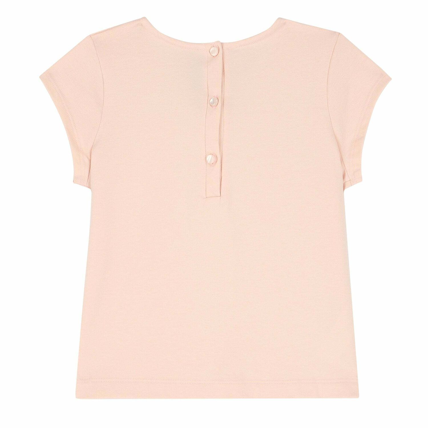 Girls Pink & Rose Gold Bow Top, 1, hi-res