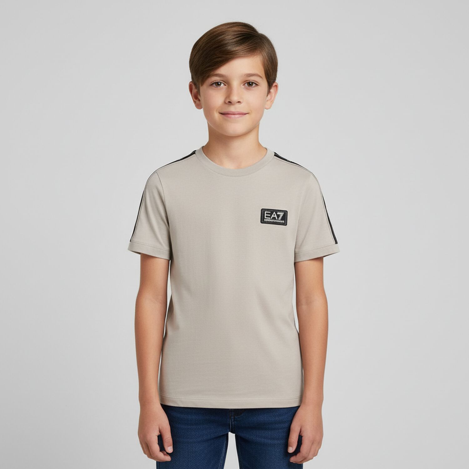Boys Beige Logo T-Shirt, 3, hi-res