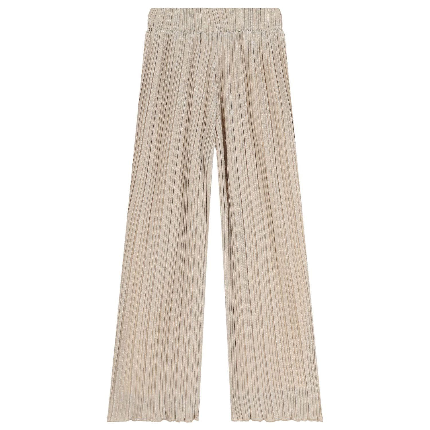 Girls Beige & Silver Pleated Trousers, 1, hi-res
