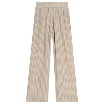 Girls Beige & Silver Pleated Trousers