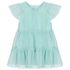 Younger Girls Green Tulle Dress & Headband Set, 2, hi-res