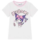 Girls White & Pink Kuromi Shorts Set, 1, hi-res