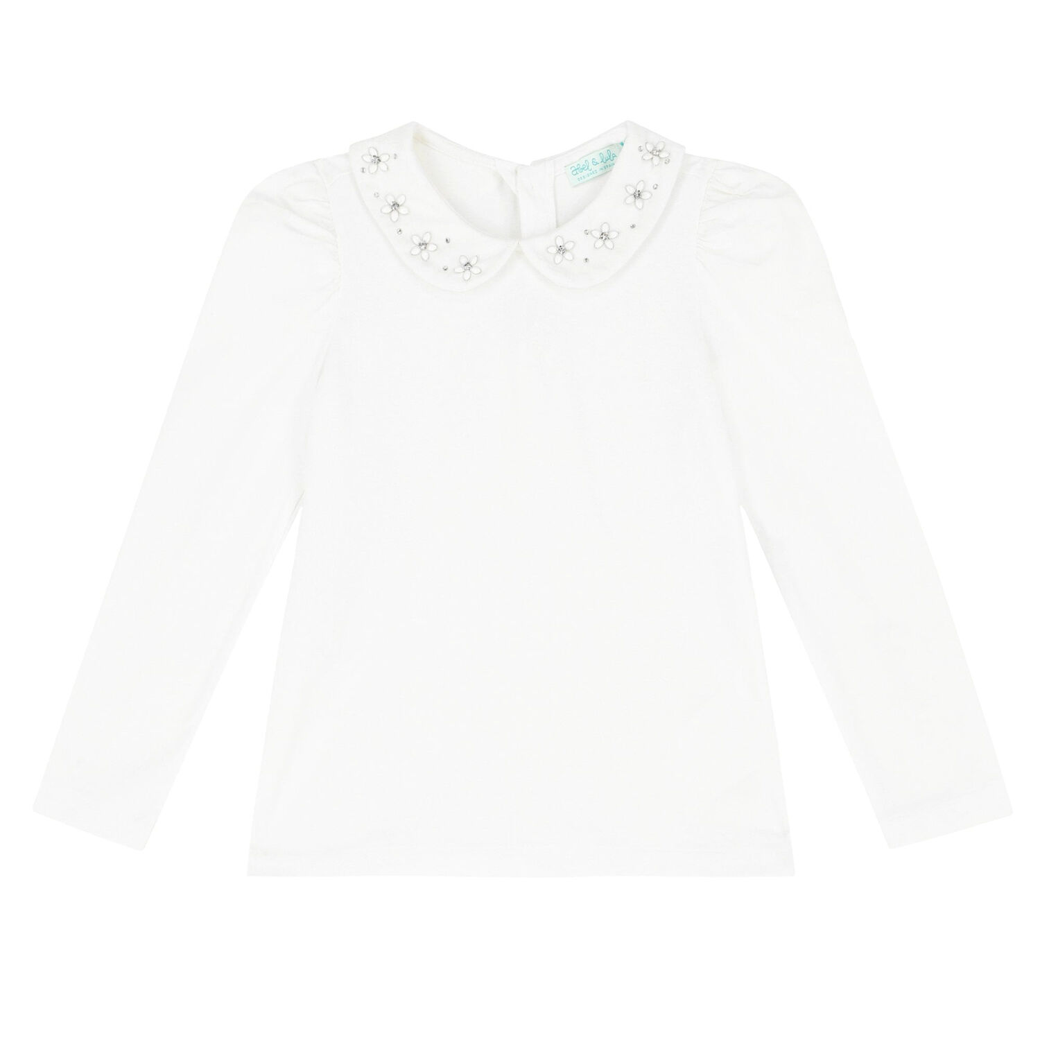 Girls Ivory Embellished Cotton Blouse, 1, hi-res image number null