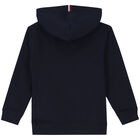 Boys Navy Blue Logo Hooded Top, 1, hi-res