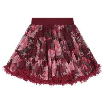 Girls Burgundy Floral Pixie Tutu Skirt