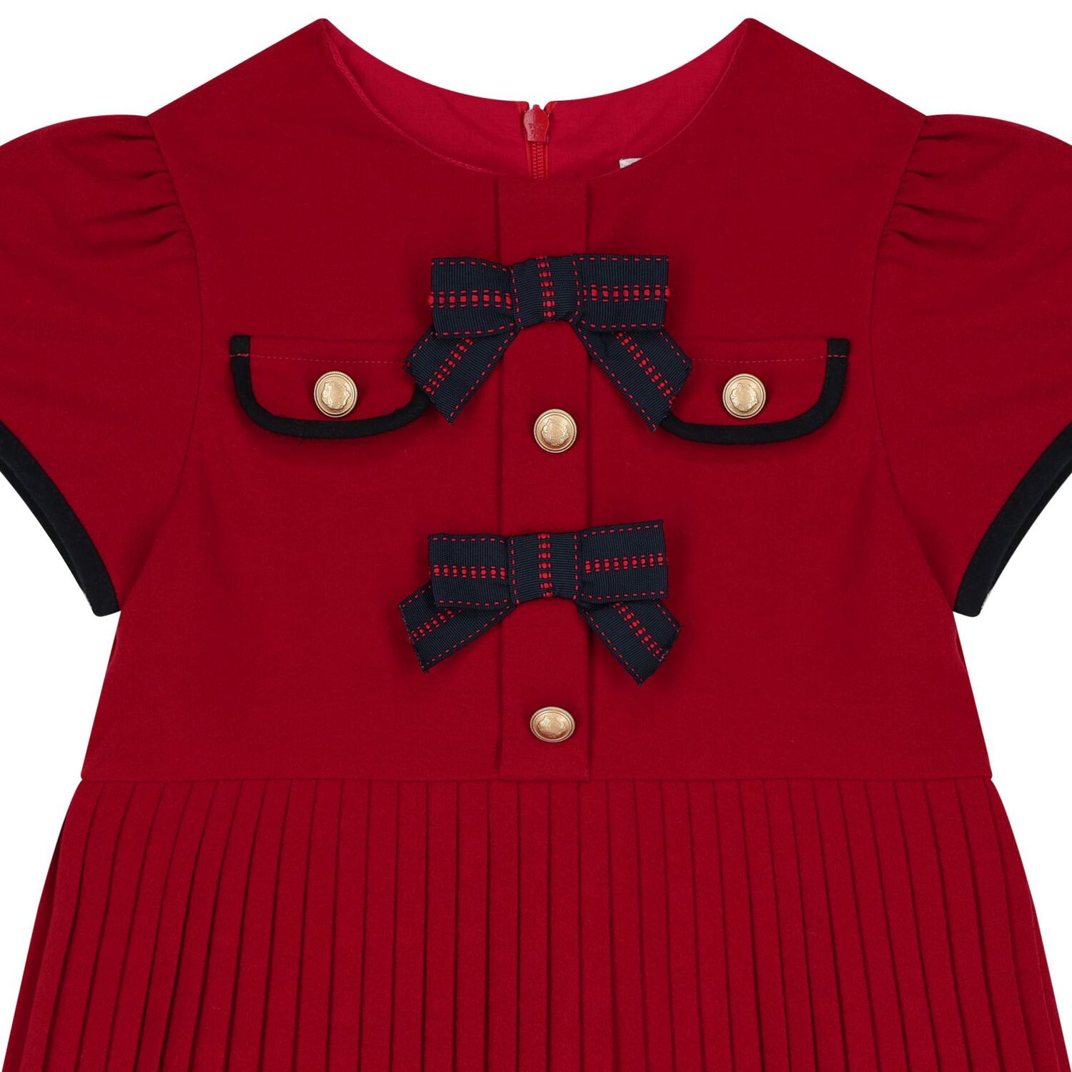 Girls Red Pleated Dress, 2, hi-res