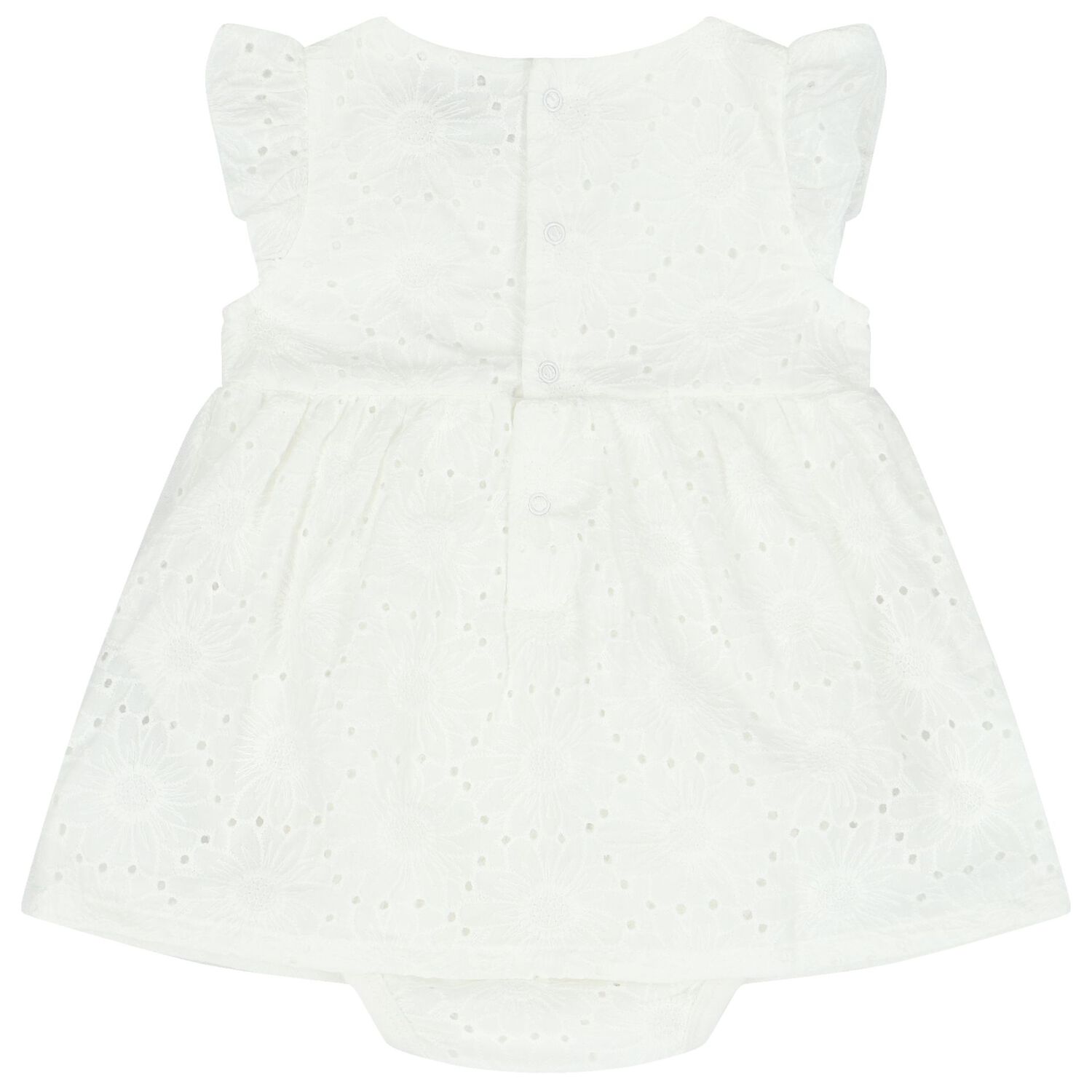 Baby Girls White Logo Dress, 1, hi-res