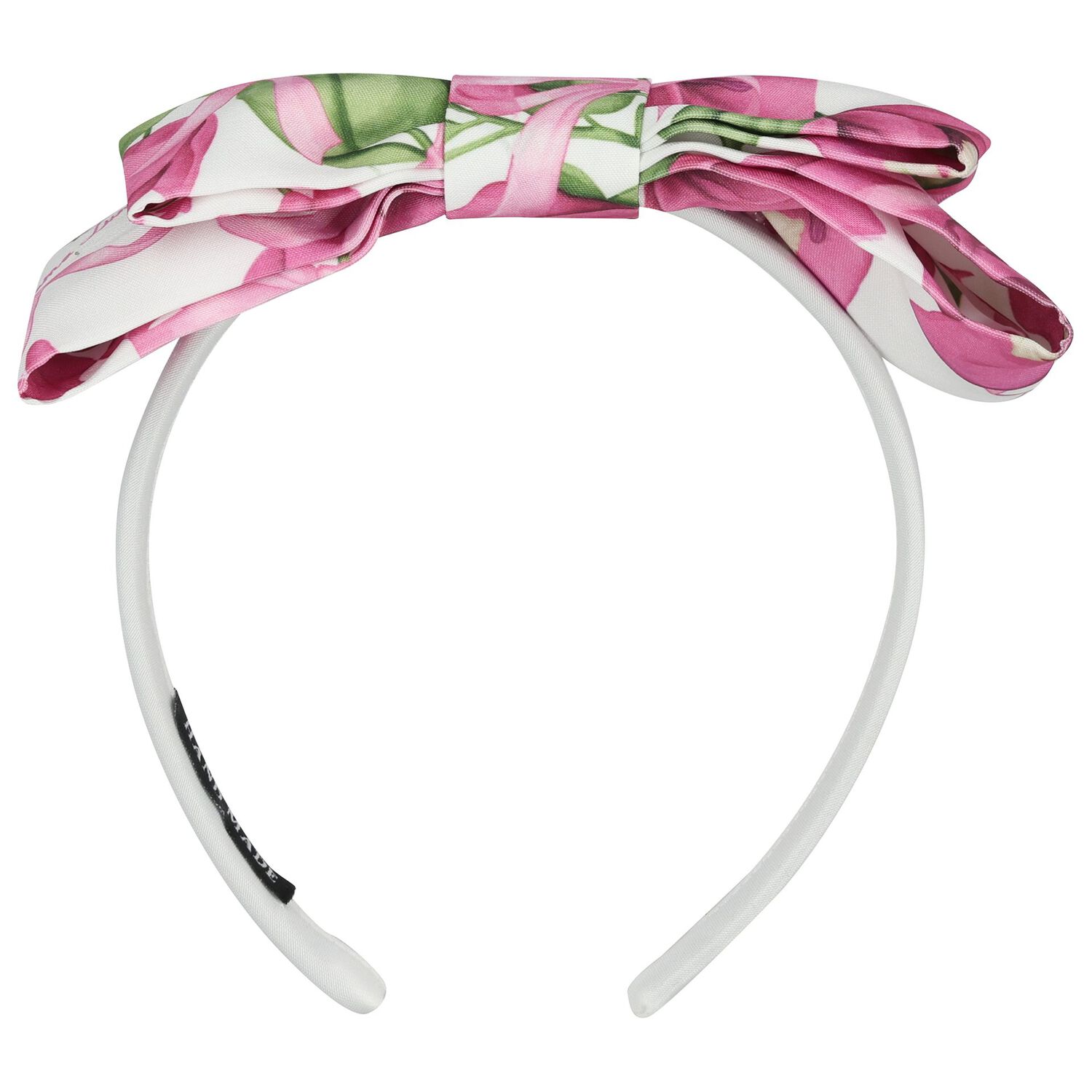 Girls White & Pink Bow Headband, 1, hi-res