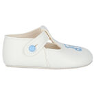 Baby Boys White & Blue Pre Walker Shoes, 1, hi-res