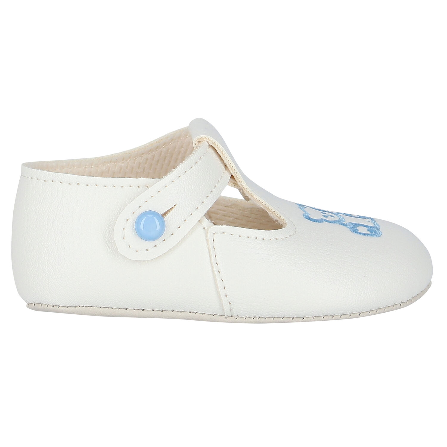 Baby Boys White & Blue Pre Walker Shoes, 1, hi-res image number null